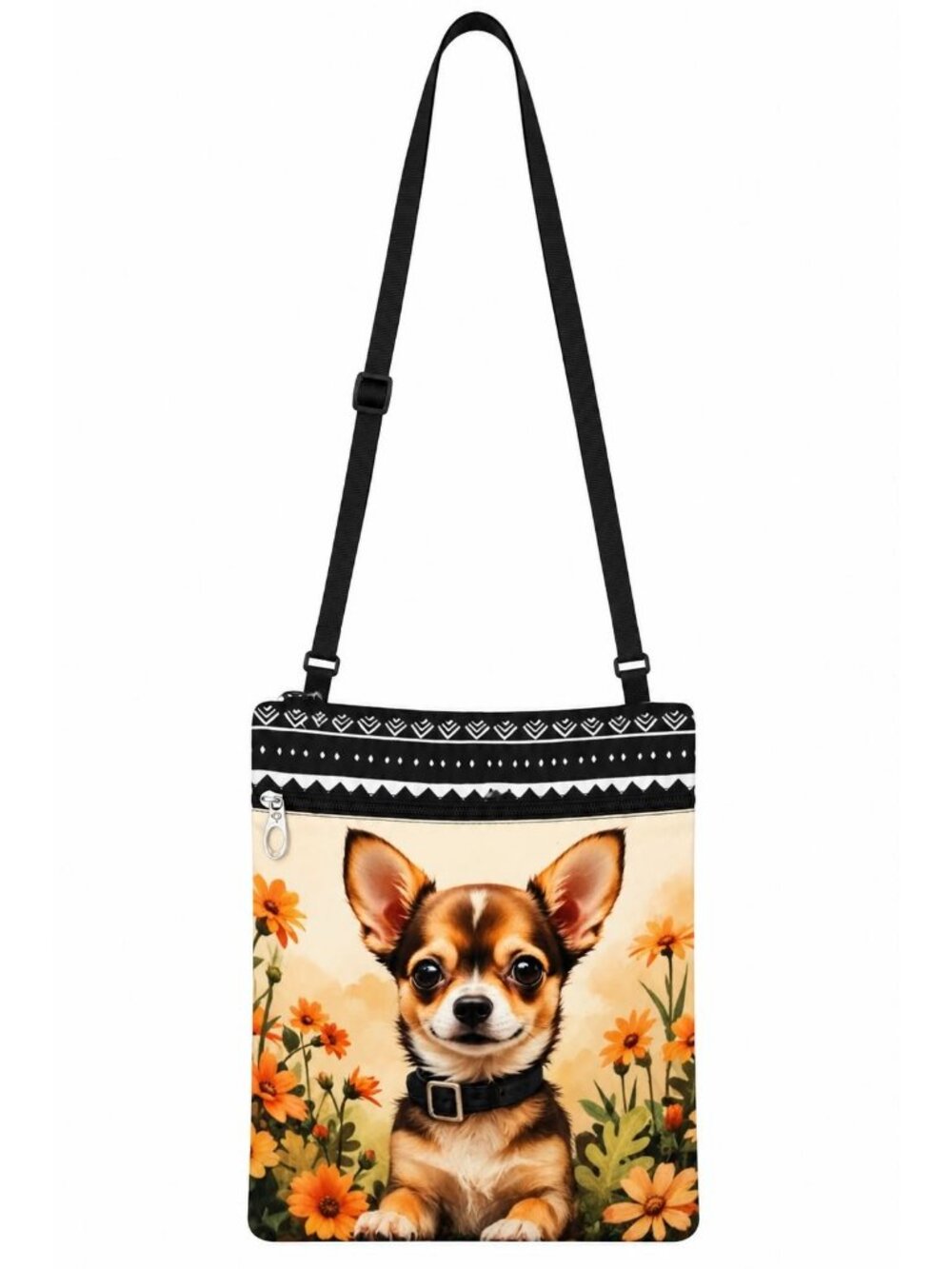 Chihuahua Floral Crossbody Phone Bag